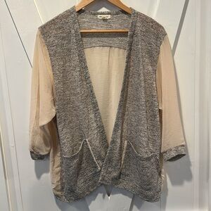 Silence + Noise Open Short Sleeved Cardigan Flax Size Medium